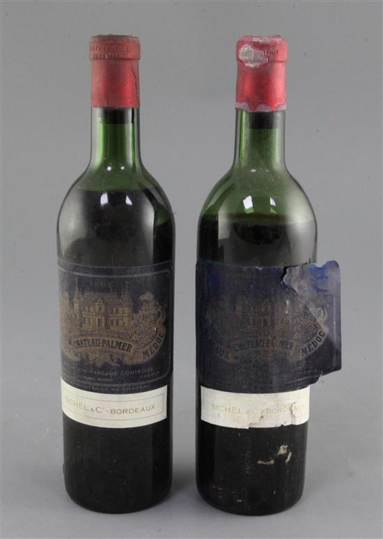 Two bottles of Chateau Palmer, Margaux, 1961.